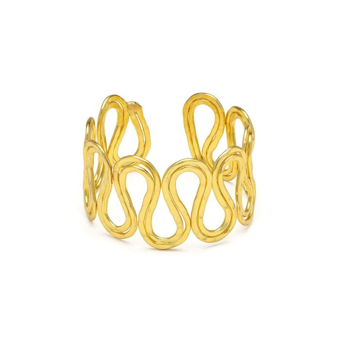 VESTOPAZZO Bracciale Donna Fascia Onde | Ottone Riciclato 100% | Fatto a Mano