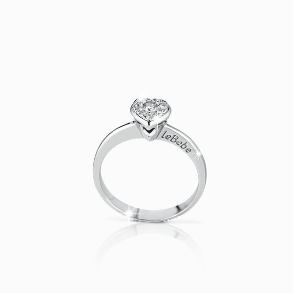 Le Bebé Anello Donna Cuore Diamanti 0,17 ct | Oro Bianco 18 kt | Bimbo Oro Rosa