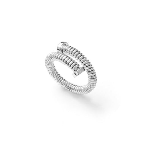 UNOAERRE Anello Donna Contrariè Aperto | Argento | Catena Coda di Topo