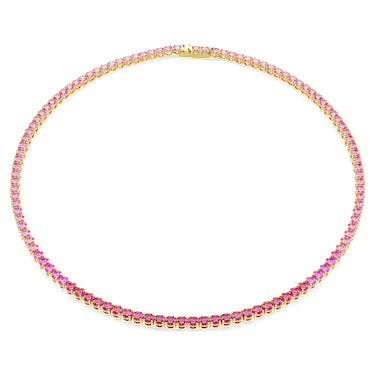 Collana tennis Swarovski Matrix con pietre rosa e finitura oro