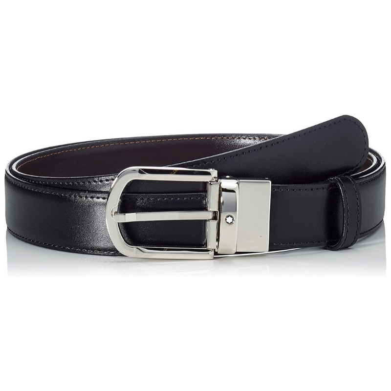 Montblanc | Cintura Uomo | Reversibile Bicolore | Pelle | Fibbia Palladio