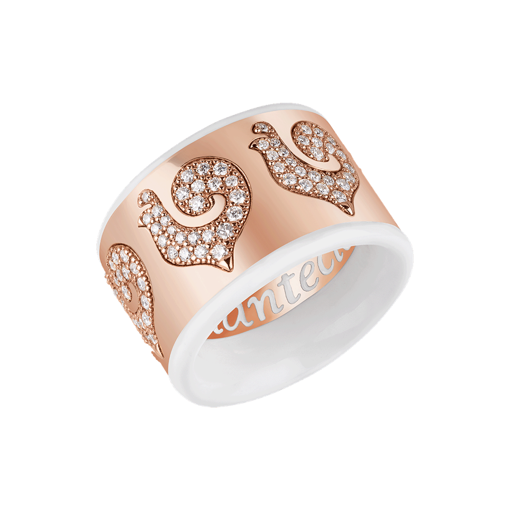 Chantecler Anello Donna Carousèl Fascia | Oro Rosa 18Kt | Diamanti & Smalto