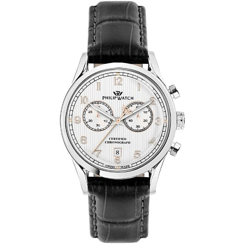 Philip Watch Orologio Uomo Sunray Cronografo con Quadrante Bianco e Cinturino in