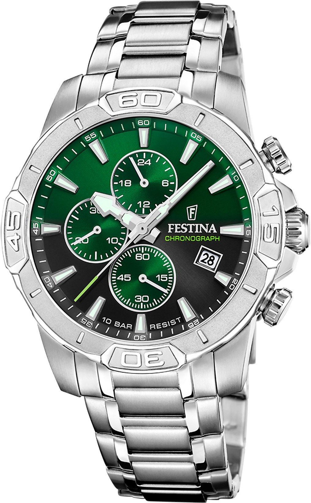 Festina Timeless Chronograph Orologio Uomo Verde Acciaio