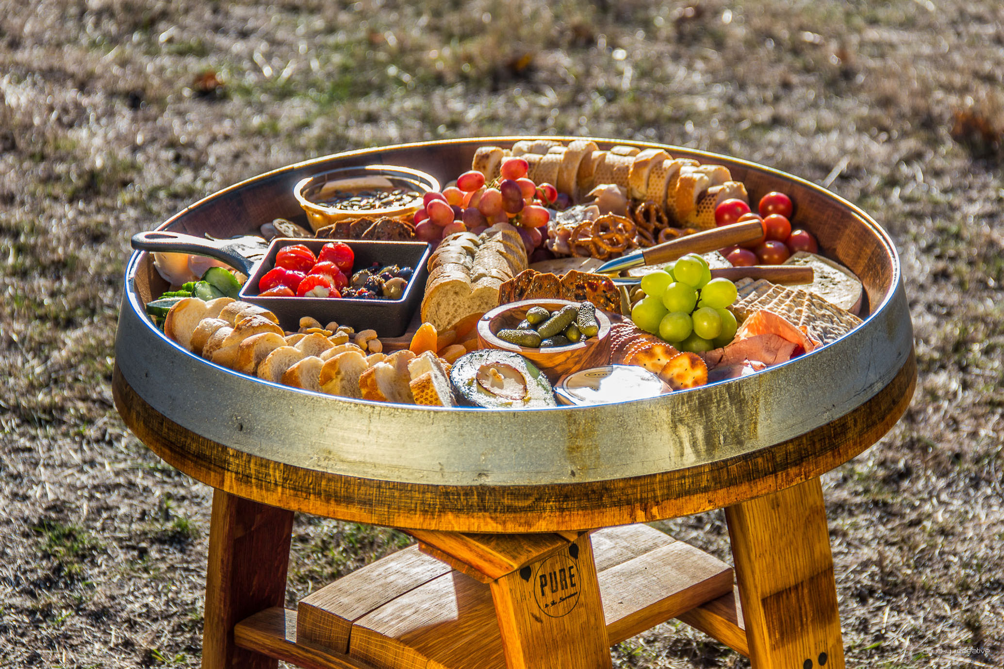 Wine Barrel Oak Lazy Susan Platter
