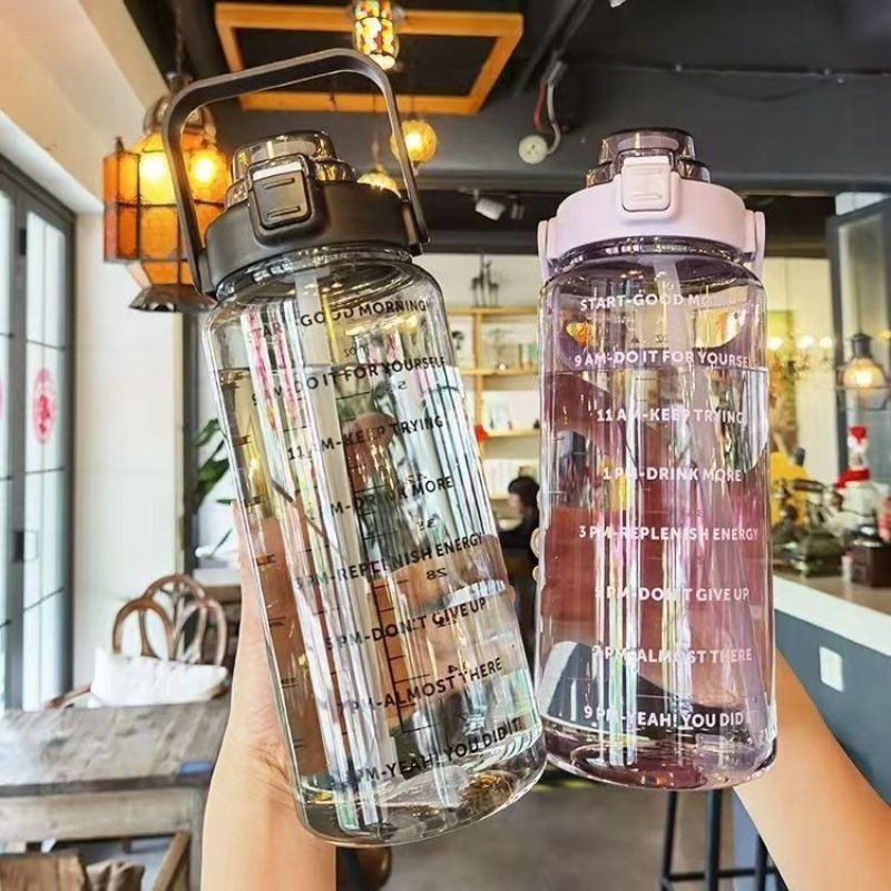 Thumbnail: 2-liter water bottle, portable plastic cup with straw