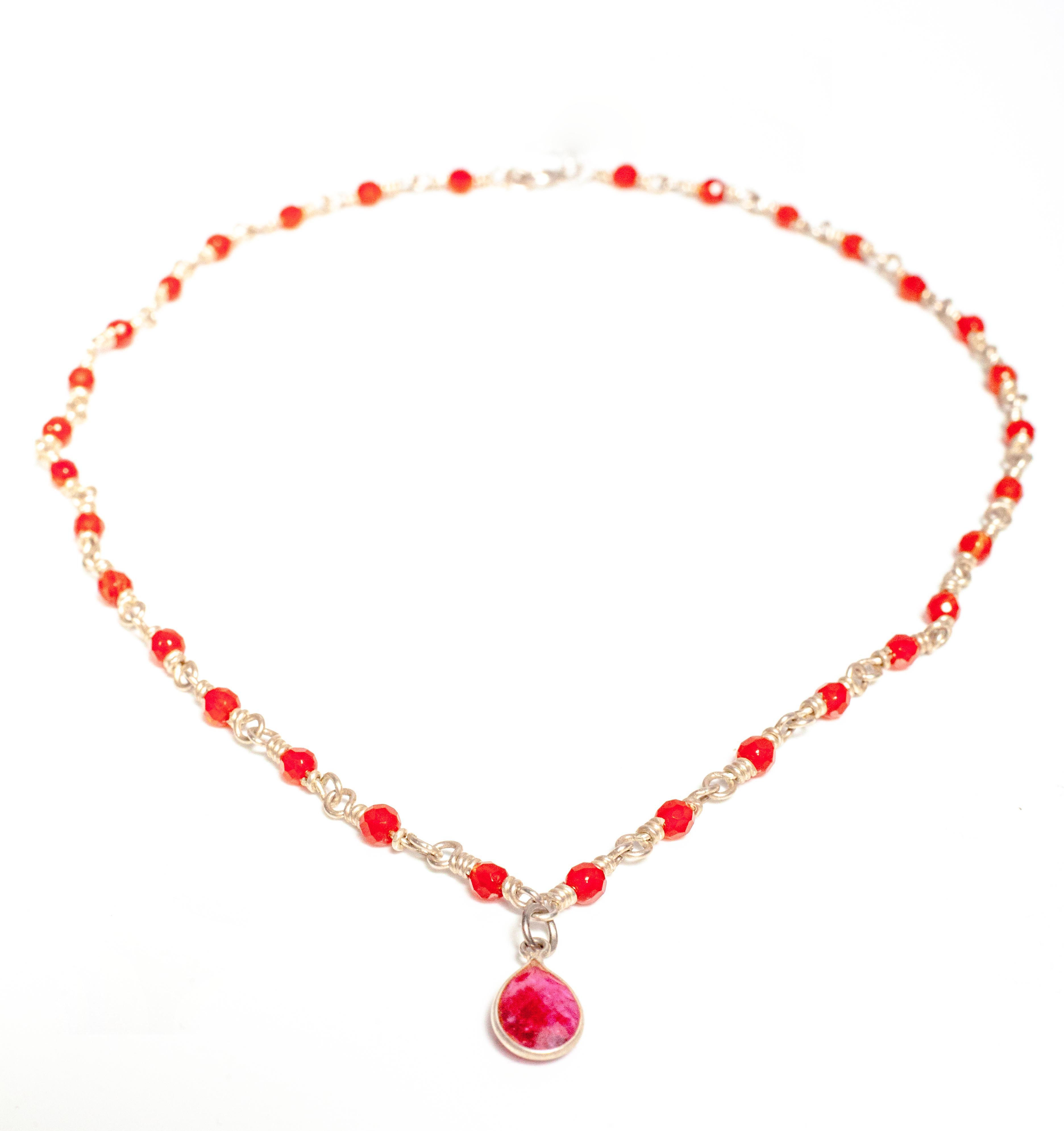 Carnelian Beads with Ruby Drop