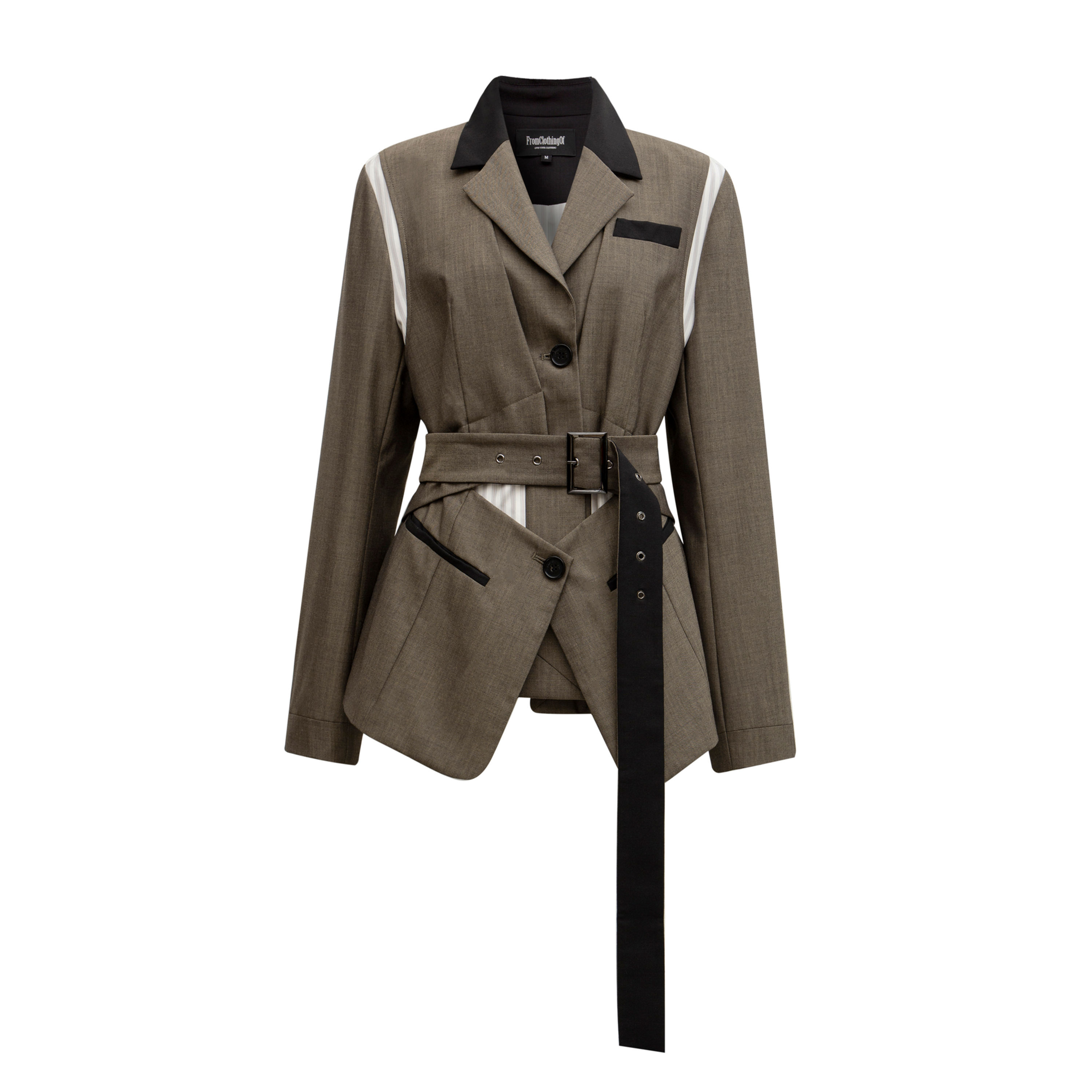 Layered patched panel blazer