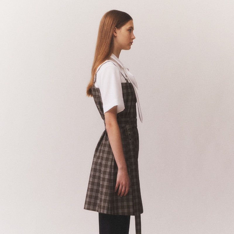 Thumbnail: Ribbon tie 2 in 1 belted dress