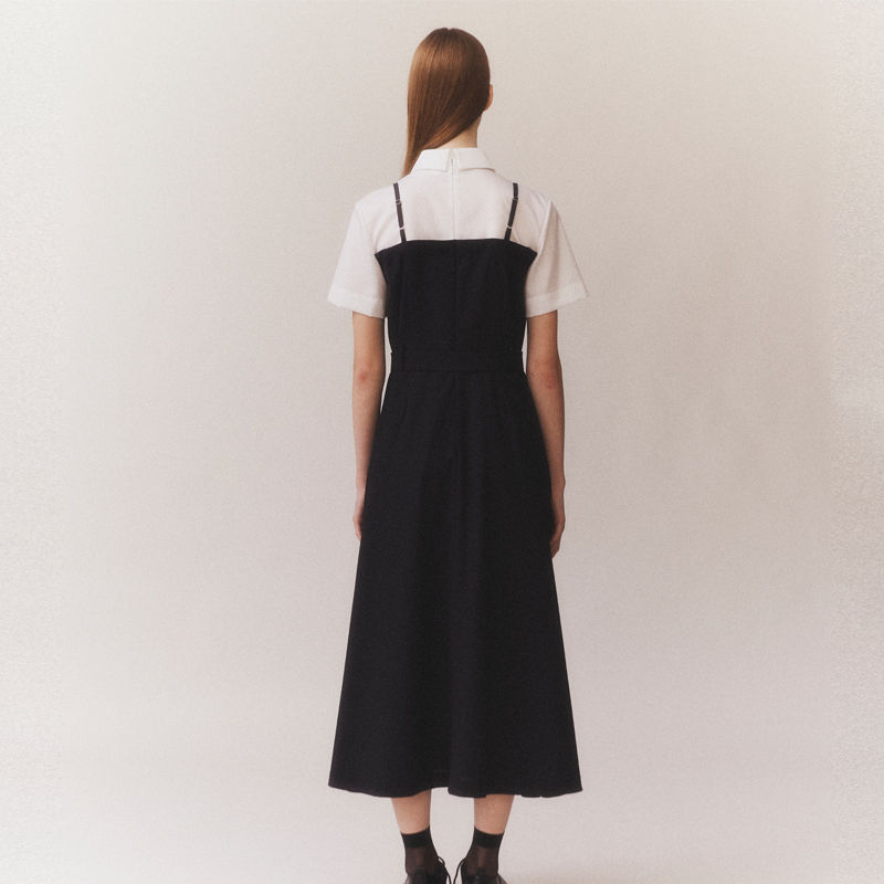Thumbnail: Layered check-patched wool shirt dress