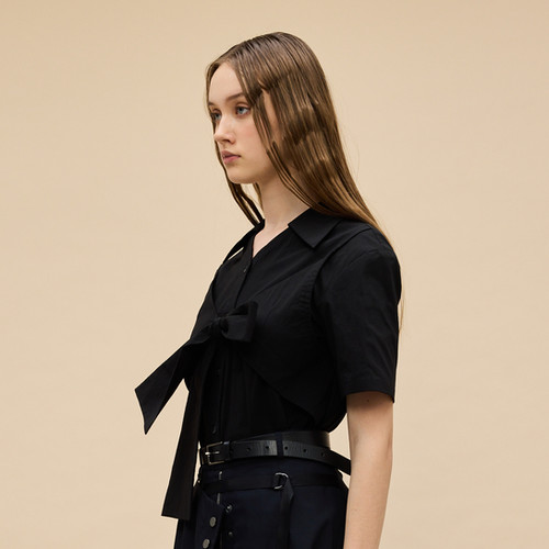 Black ribbon tie shirt | Onlineshop