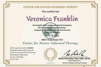 Dr. Veronica Franklin Badge for Nature Informed Therapy Certification