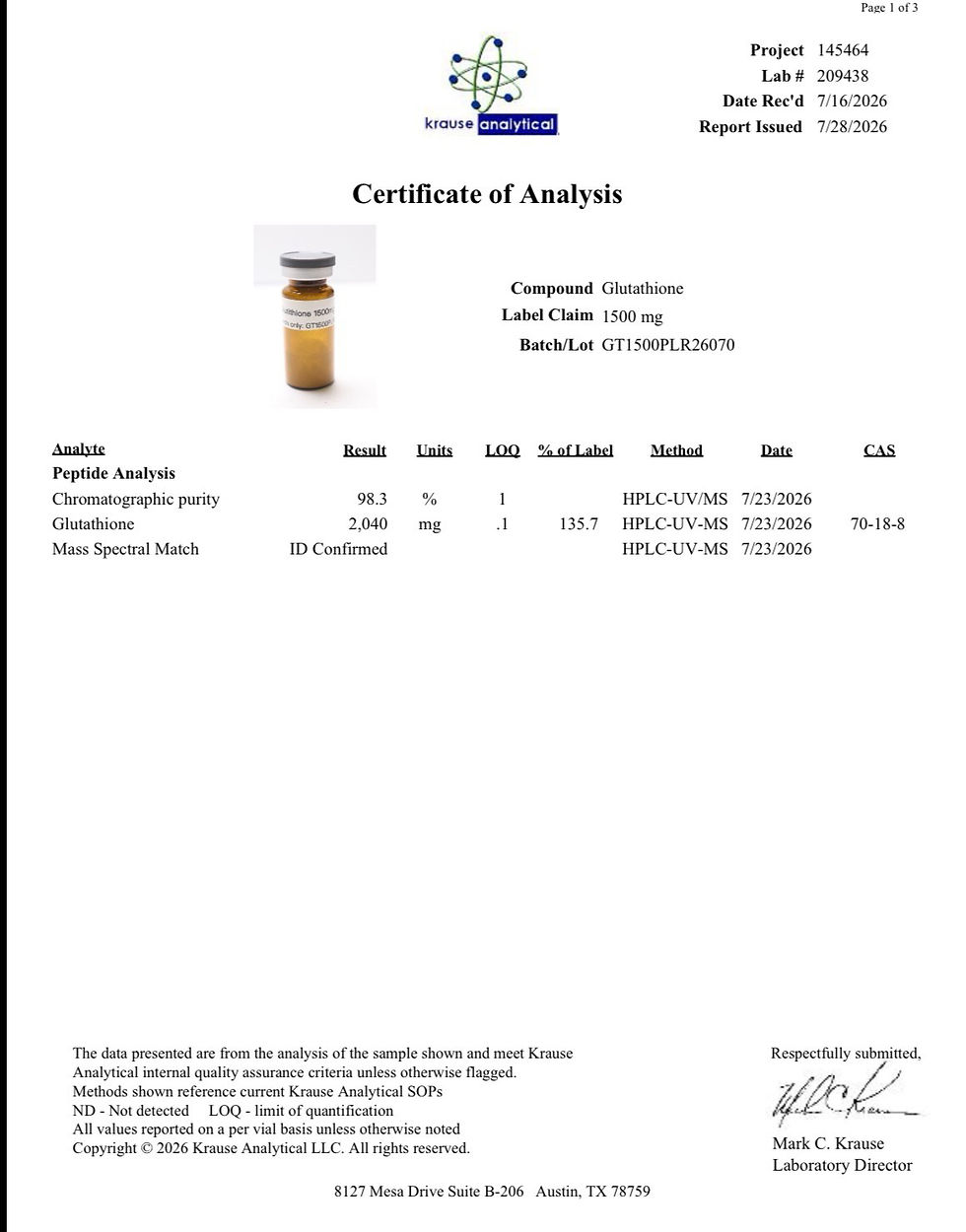 Thumbnail: Glutathione 1500mg
