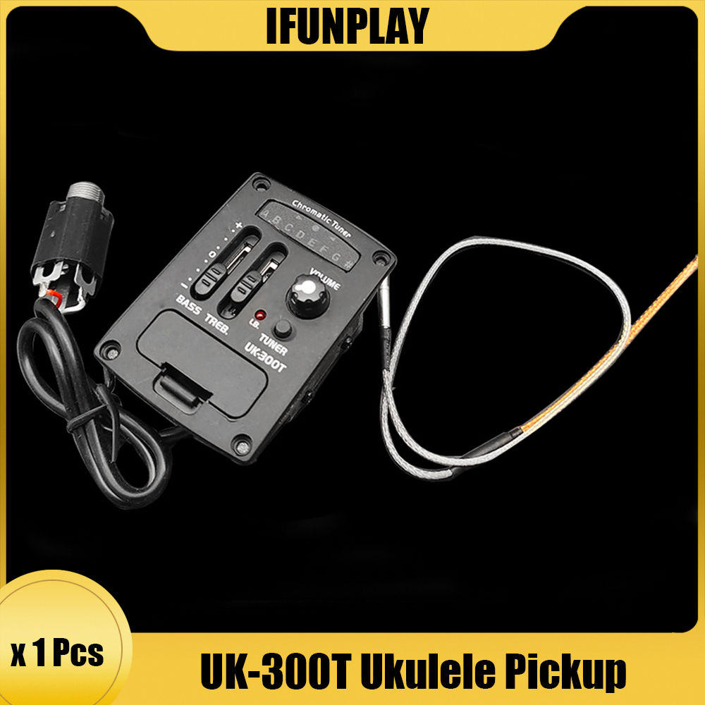 2 Band UK-300T Ukulele EQ Equalizer Chromatic Tuner Soft Hard Bridge Pickup Piez