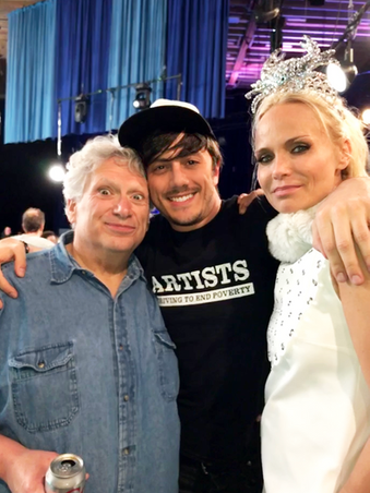 Kristin Chenoweth, Harvey Fierstein, and Joseph Stanek backstage after NBC’s Hairspray Live! celebrating a historic live television musical event.