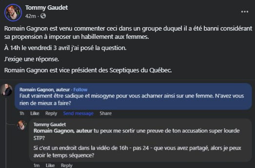 10 - première demande de réponse publique de Tommy Gaudet