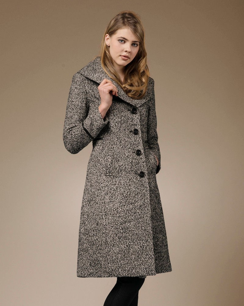 Thumbnail: ZAREEN Wool Blend Long Coat with Oversized Lapel