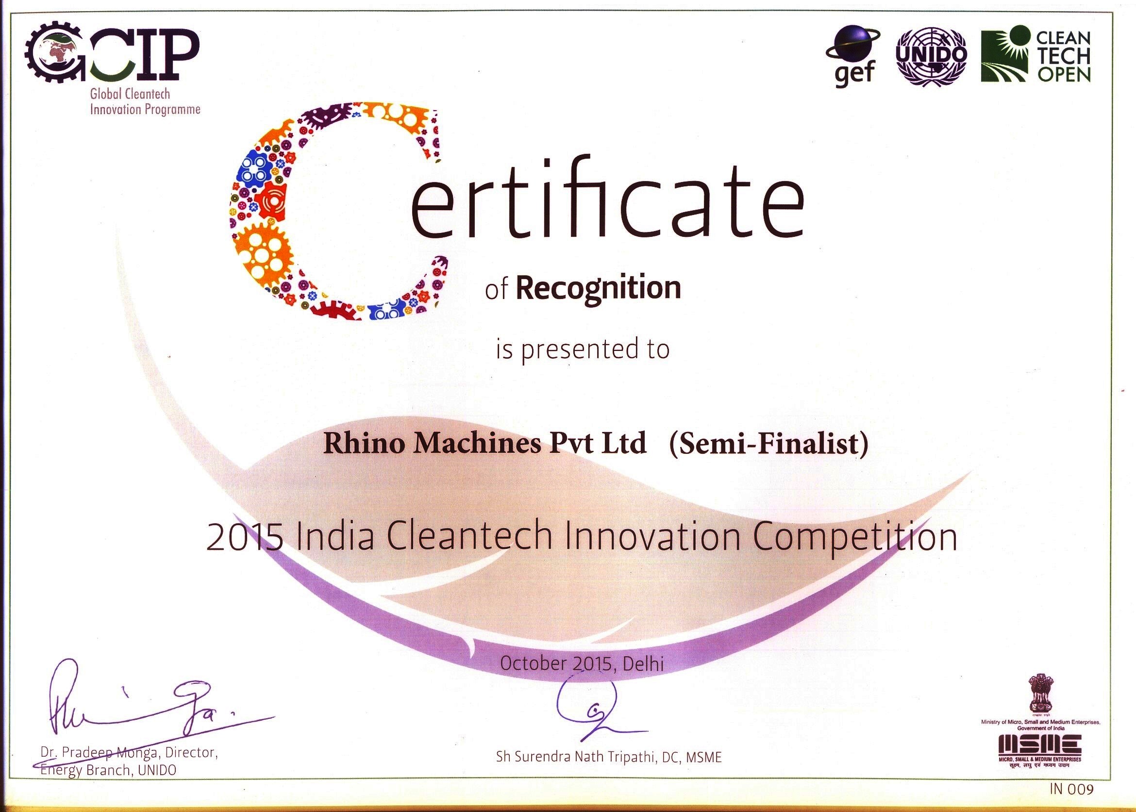 GCIP certificate, 2015