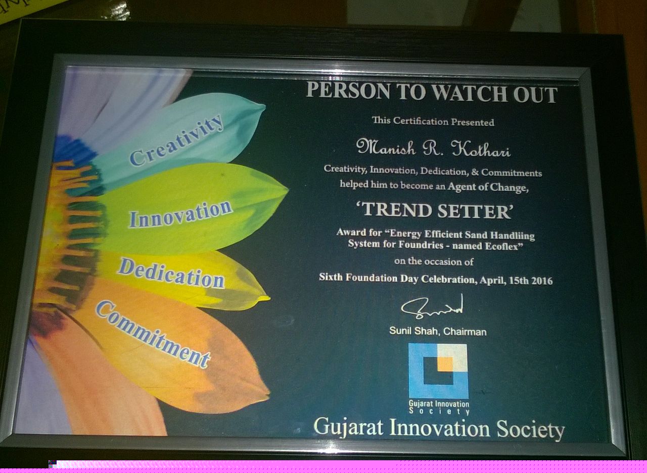 Trend Setter Award, Gujarat Innovation Society, 2016