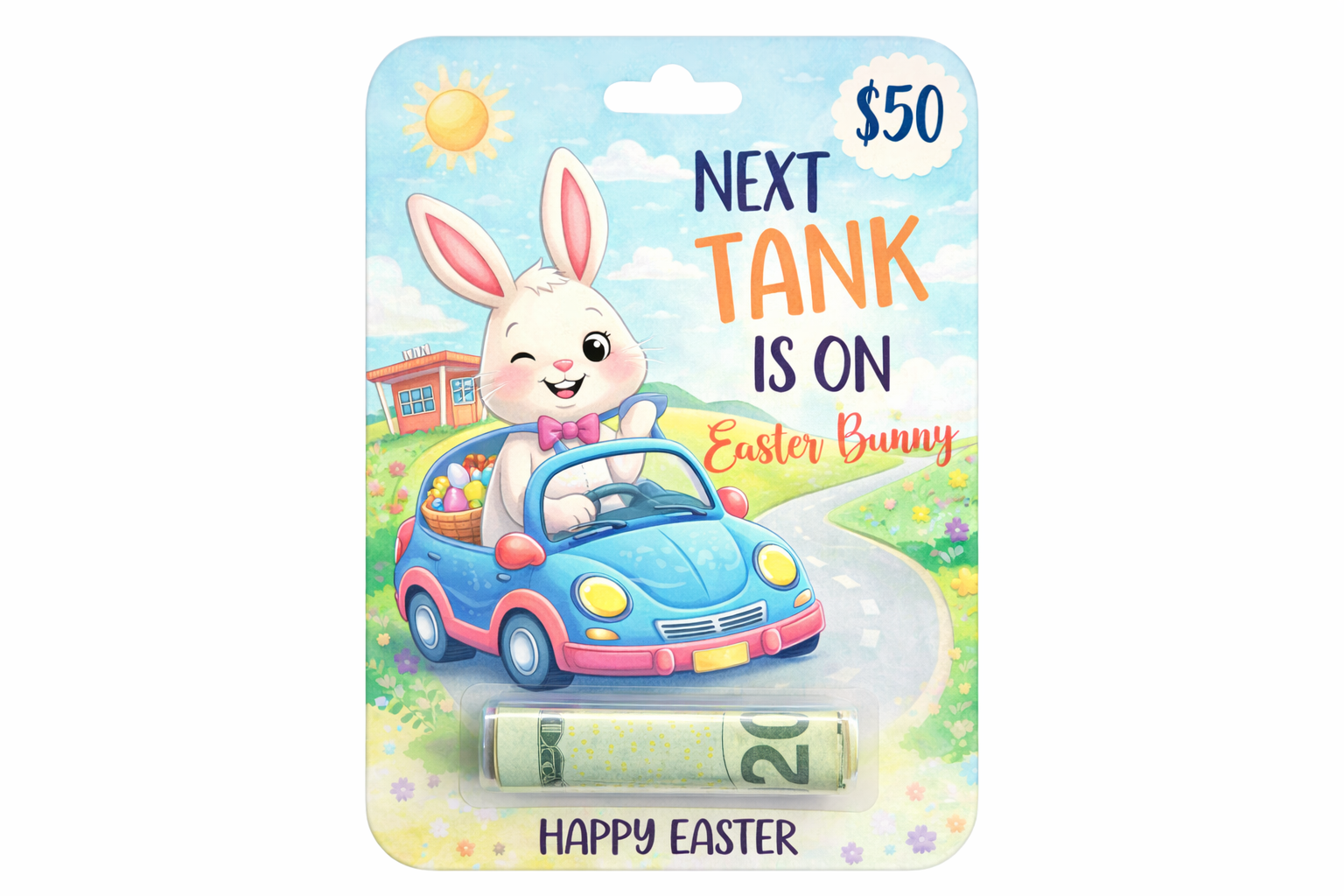 Easter Bunny Gas Money Card – “Next Tank Is On Me” Cash Holder