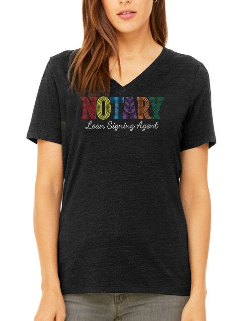 Thumbnail: Notary Loan Signing Rhinestone V-Neck Shirt