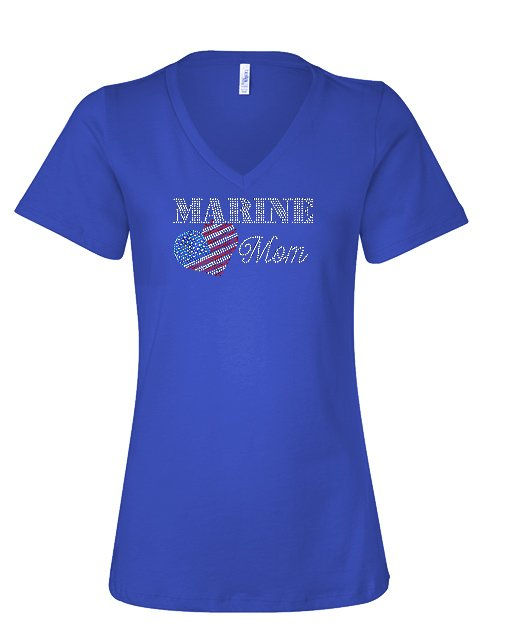Thumbnail: Marine Mom Heart Rhinestone Shirt