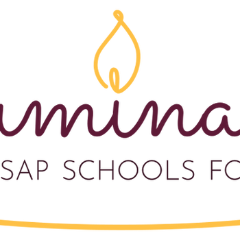 Stylized logo with "Luminaries" in script font, a flame dotting the 'i'. Below, "North Kitsap Schools Foundation" in bold caps, surrounded by a yellow arc.