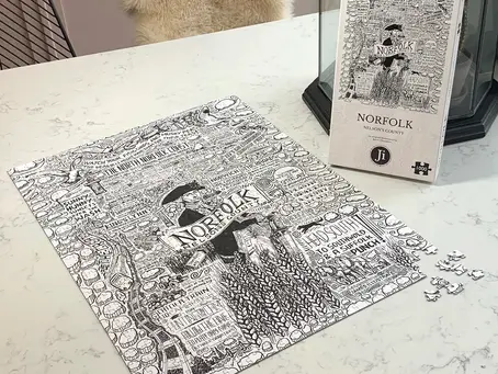 Norfolk 1000 piece jigsaw puzzle on a kitchen worktop