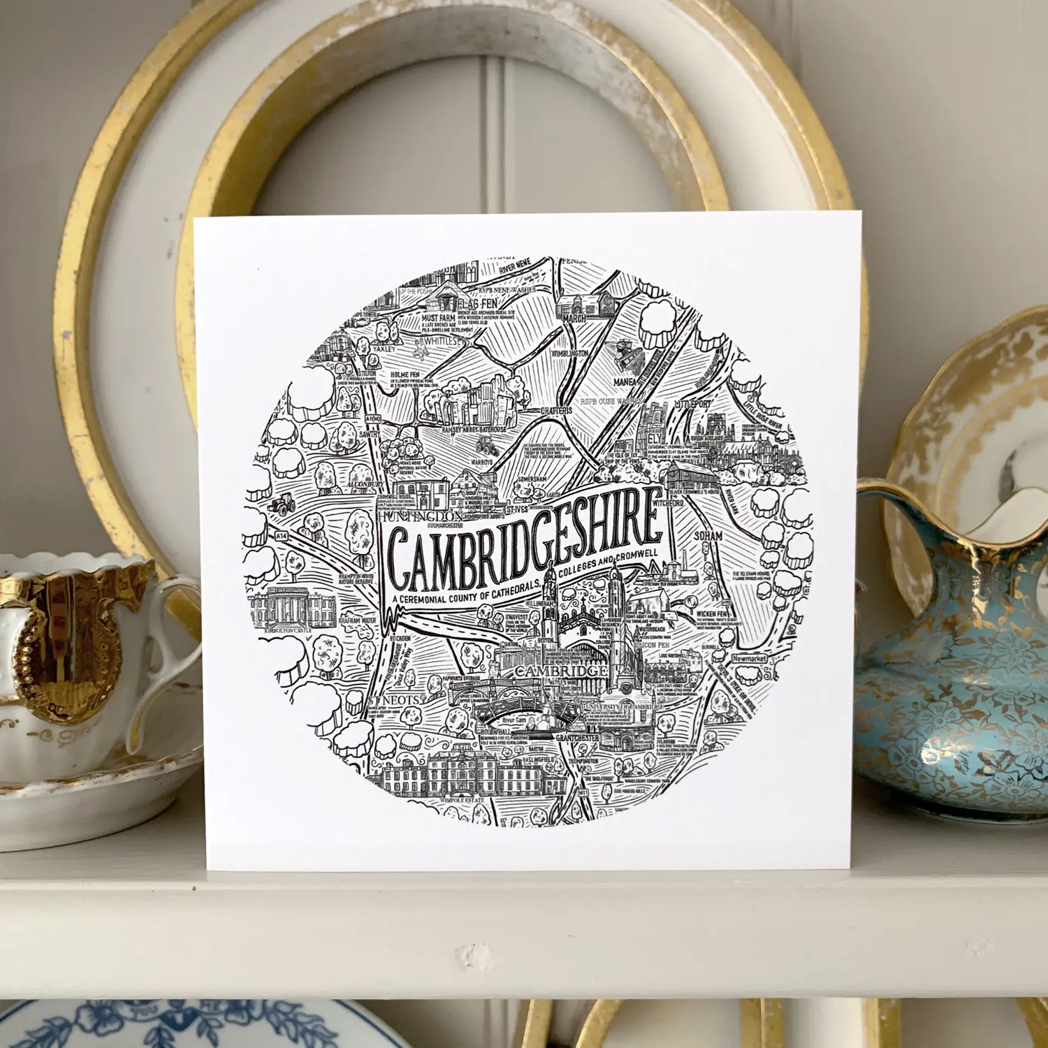 Cambridgeshire greetings card by James Illustrates