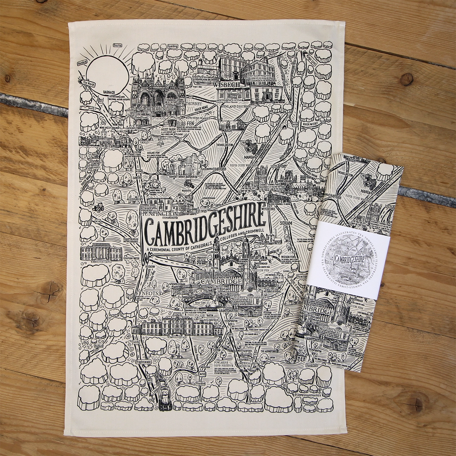 Cambridgeshire tea towel