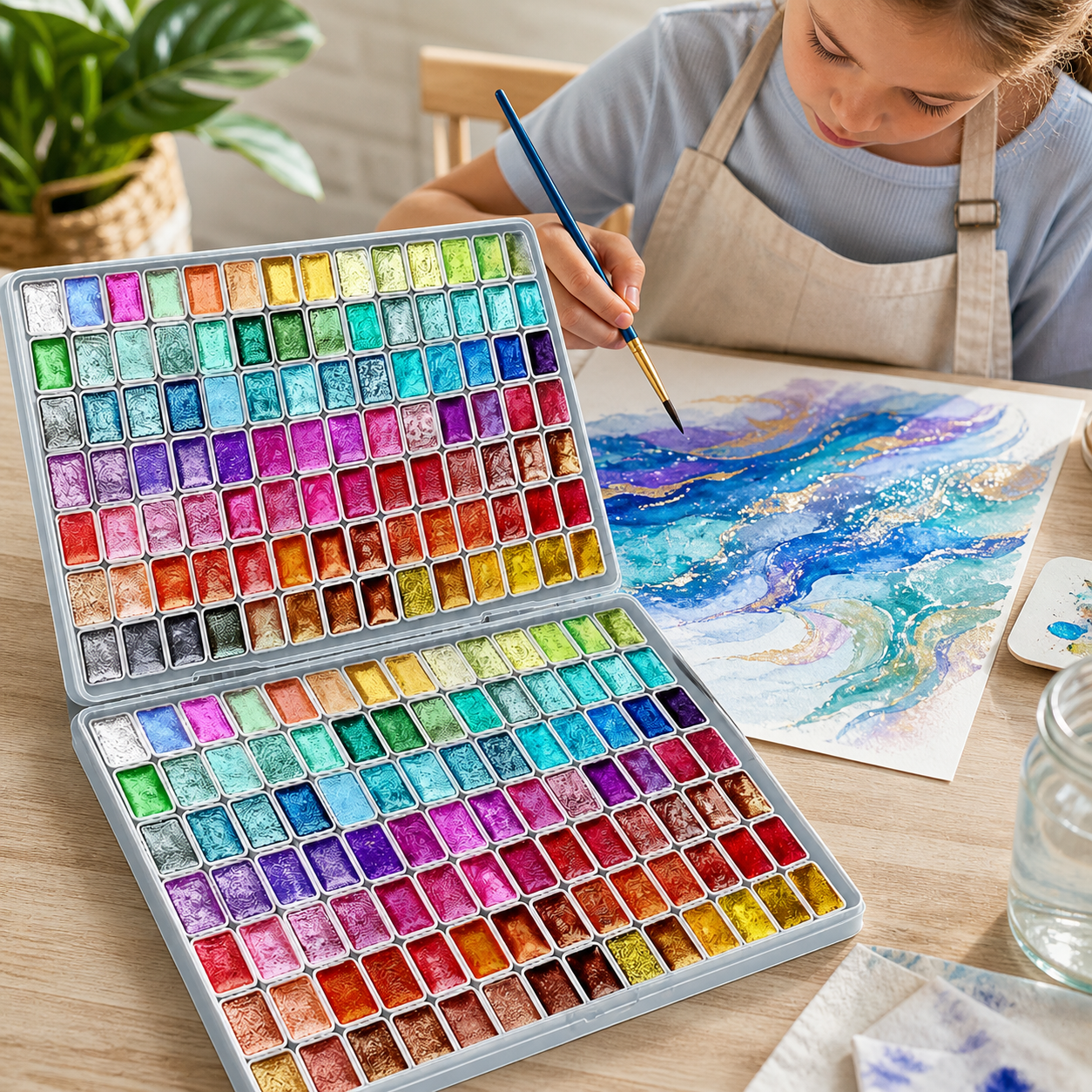 24-180color Metallic Watercolor Paint Set Portable