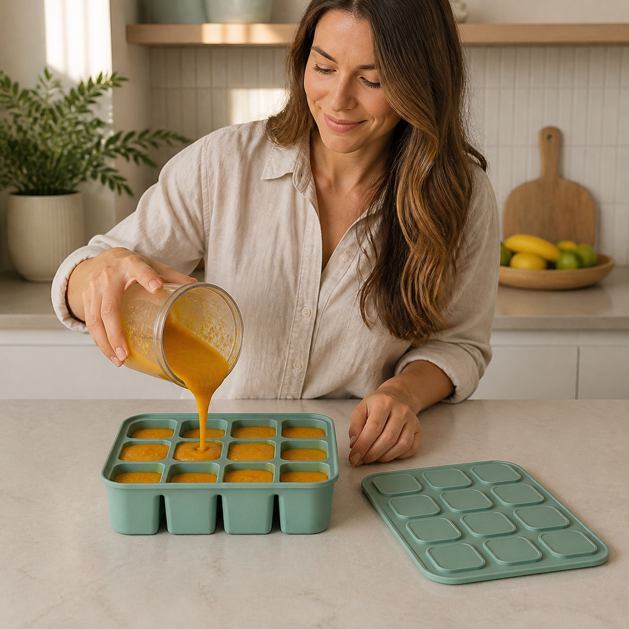 Baby Ice Cube Tray Silicone Lids Flexible Molds