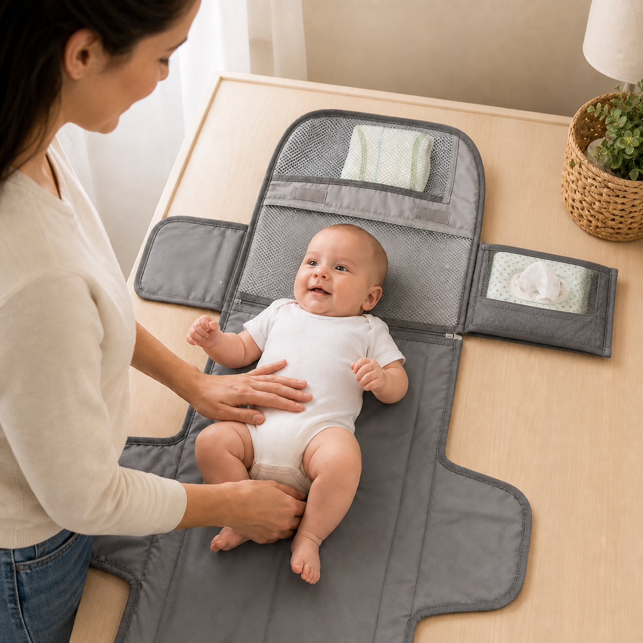 Portable Diaper Changing Pad Baby Pockets Waterproof