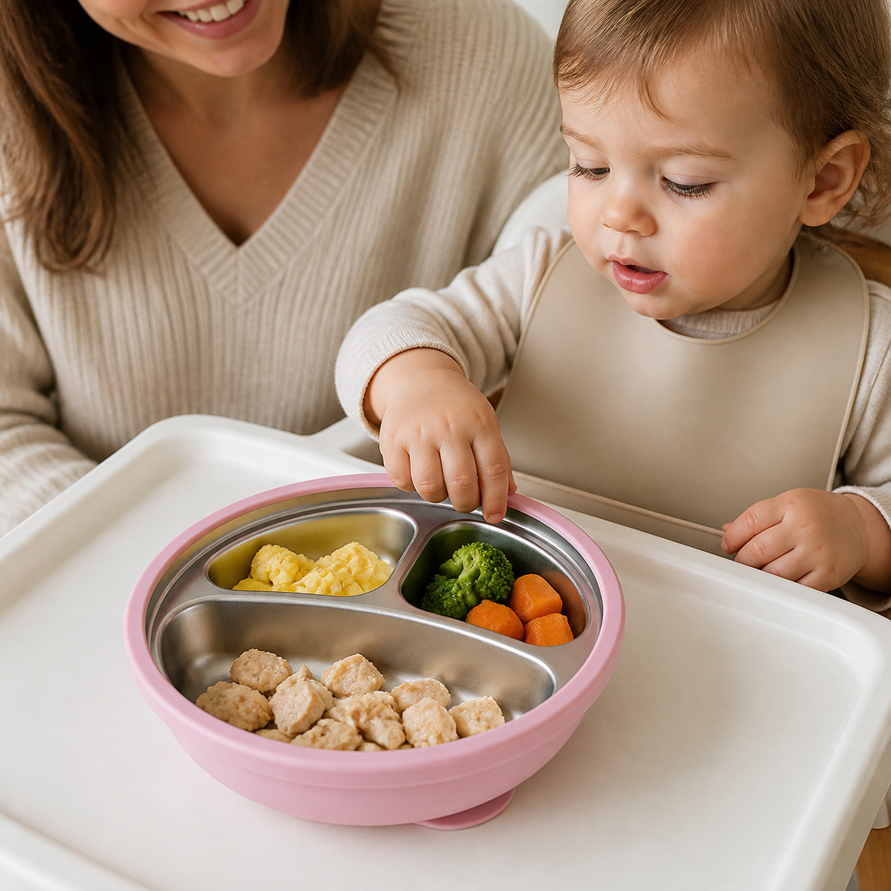 Silicone Suction Cup Baby Sucker Dining Plate Divided