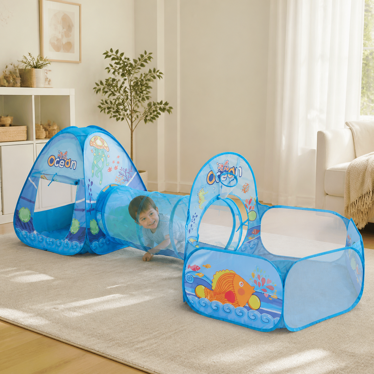 Pangdube Kids Play Tent Foldable Spaceship Tunnel Playhouse