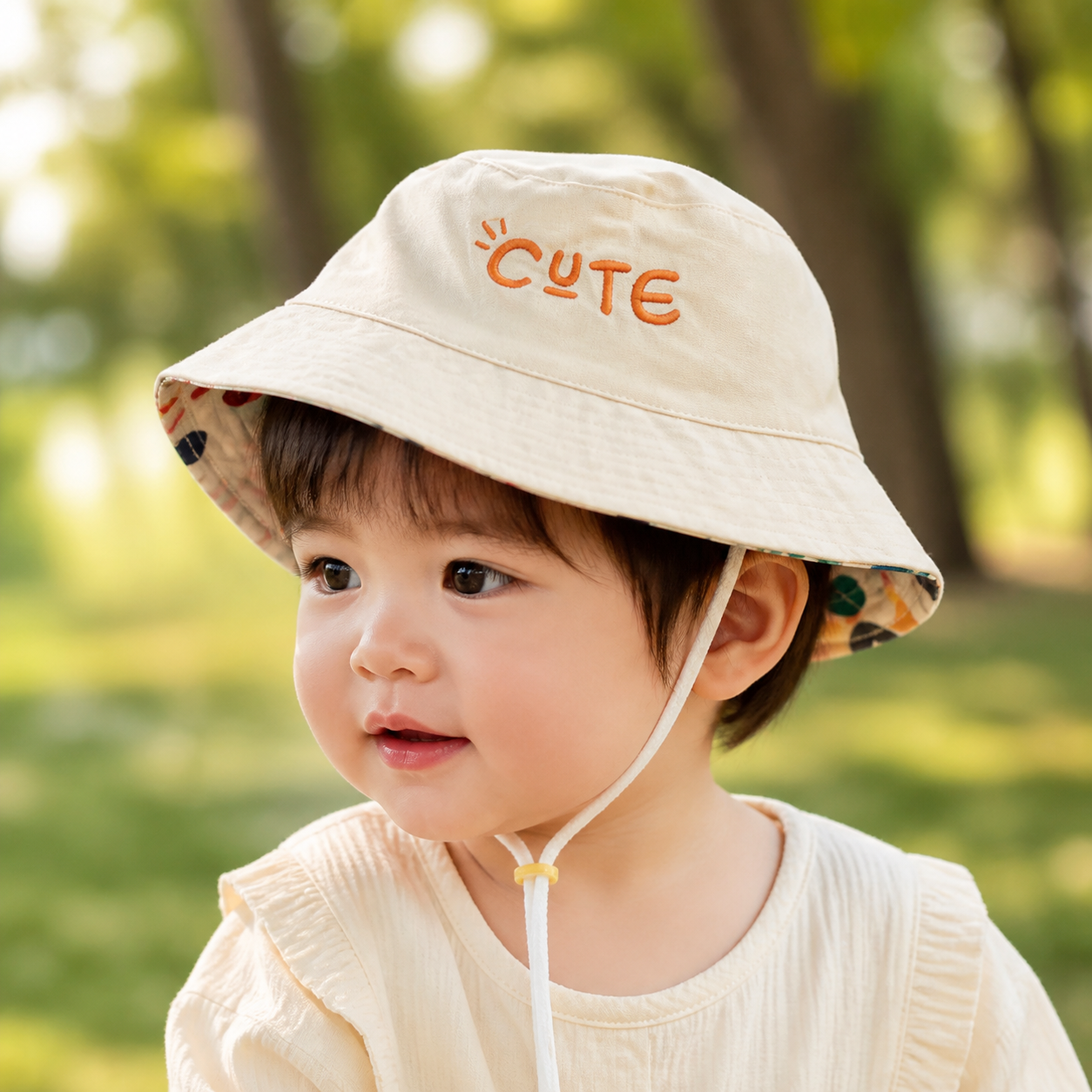 Double Sided Baby Bucket Hat Letter Embroidered Fisherman