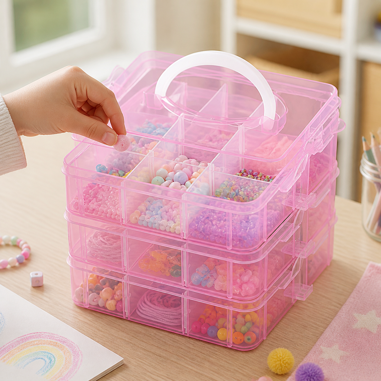 Tier 18-Grid Transparent Adjustable Stackable Compartment