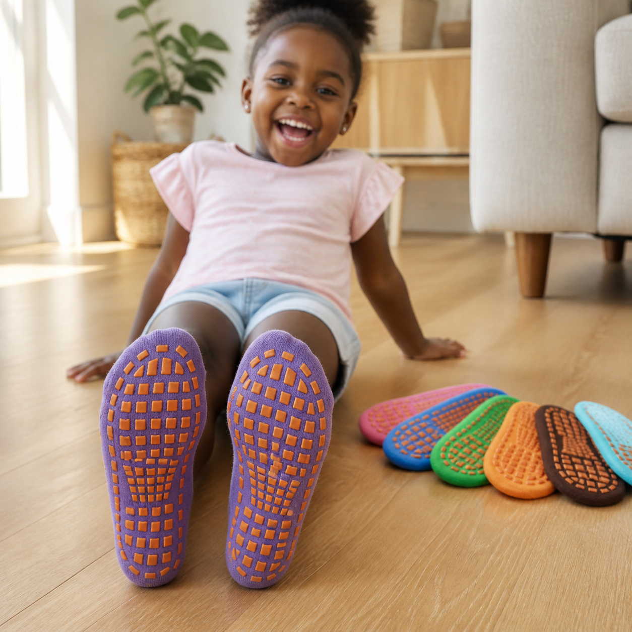 Pairs Kids Adults Anti-Slip Socks Parent-Child Trampoline