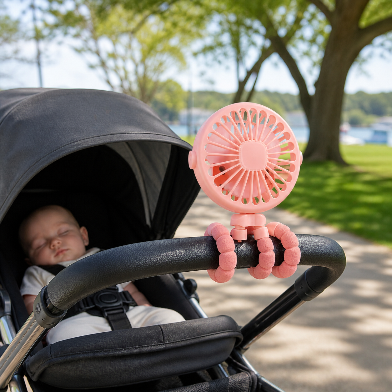 Baby Stroller Fan Mini Portable Pram USB Rechargeable