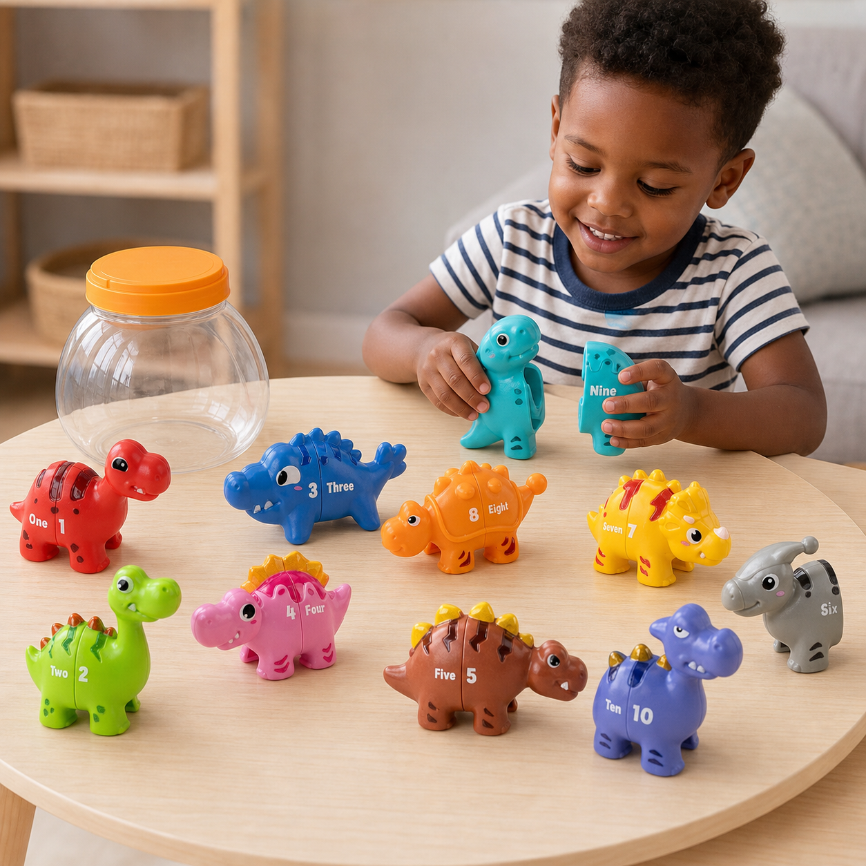 Dinosaur Matching Game Toy Number Letter Color Sorting