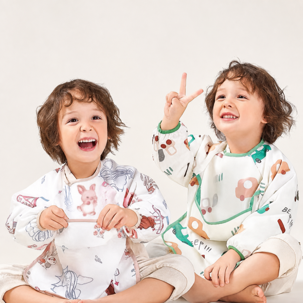 Baby Smock Bibs Waterproof Long-Sleeved Eating Feeding Art