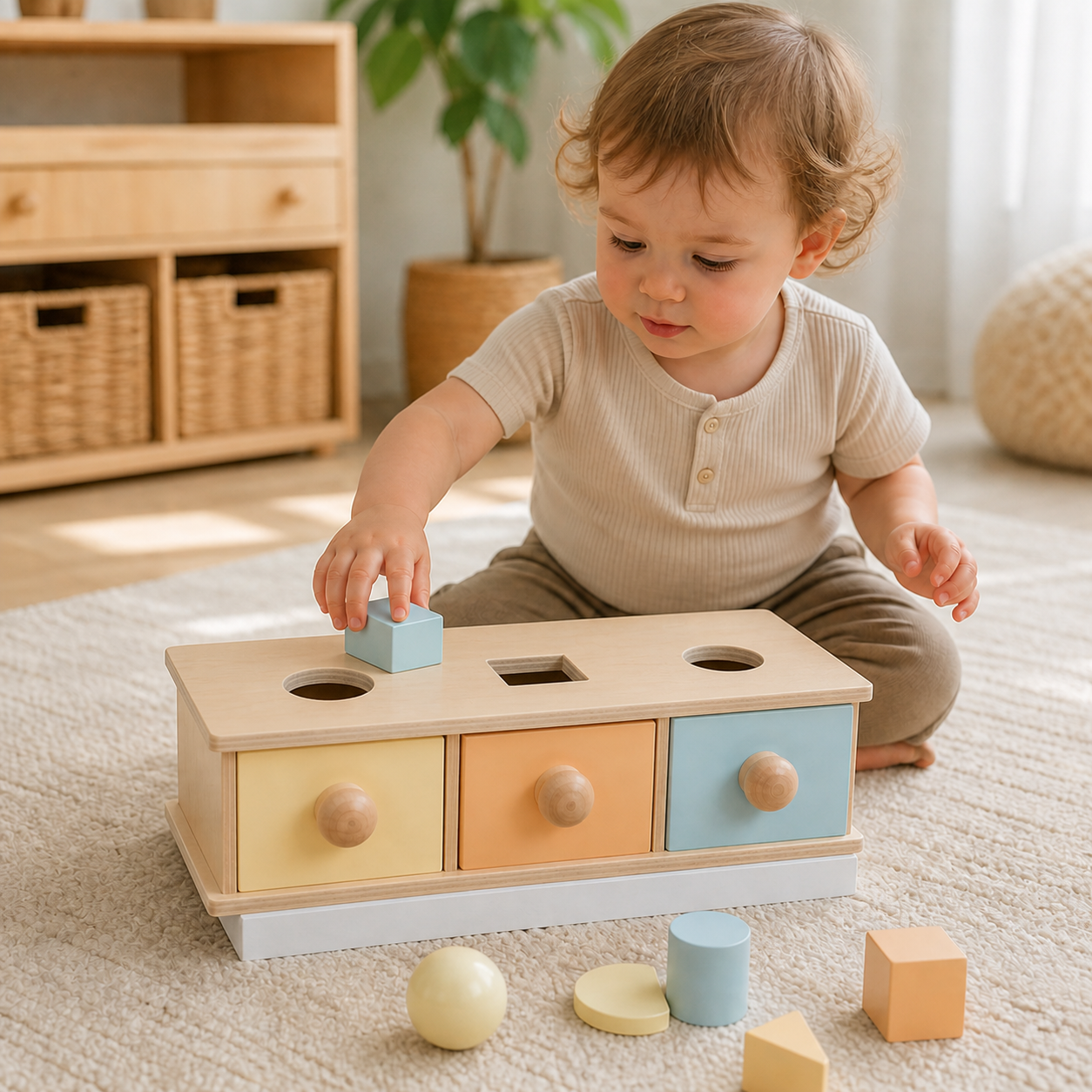 Play Kit Montessori Object Permanence Box Coin Carrot