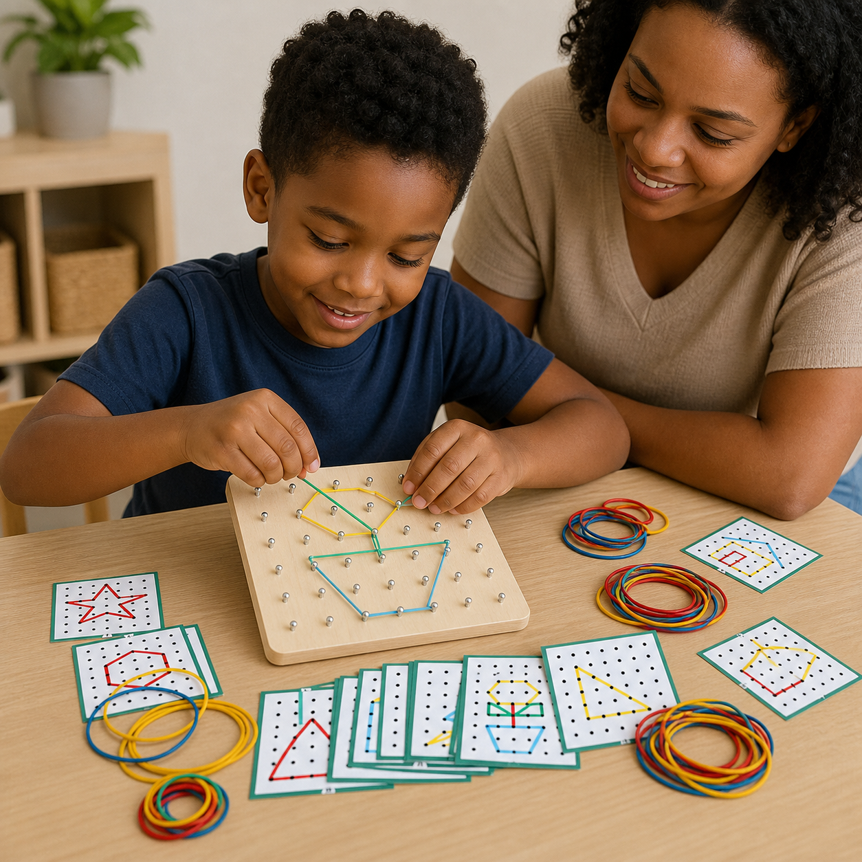 Wooden Geometry Puzzle Nail Board Graphics Geometric