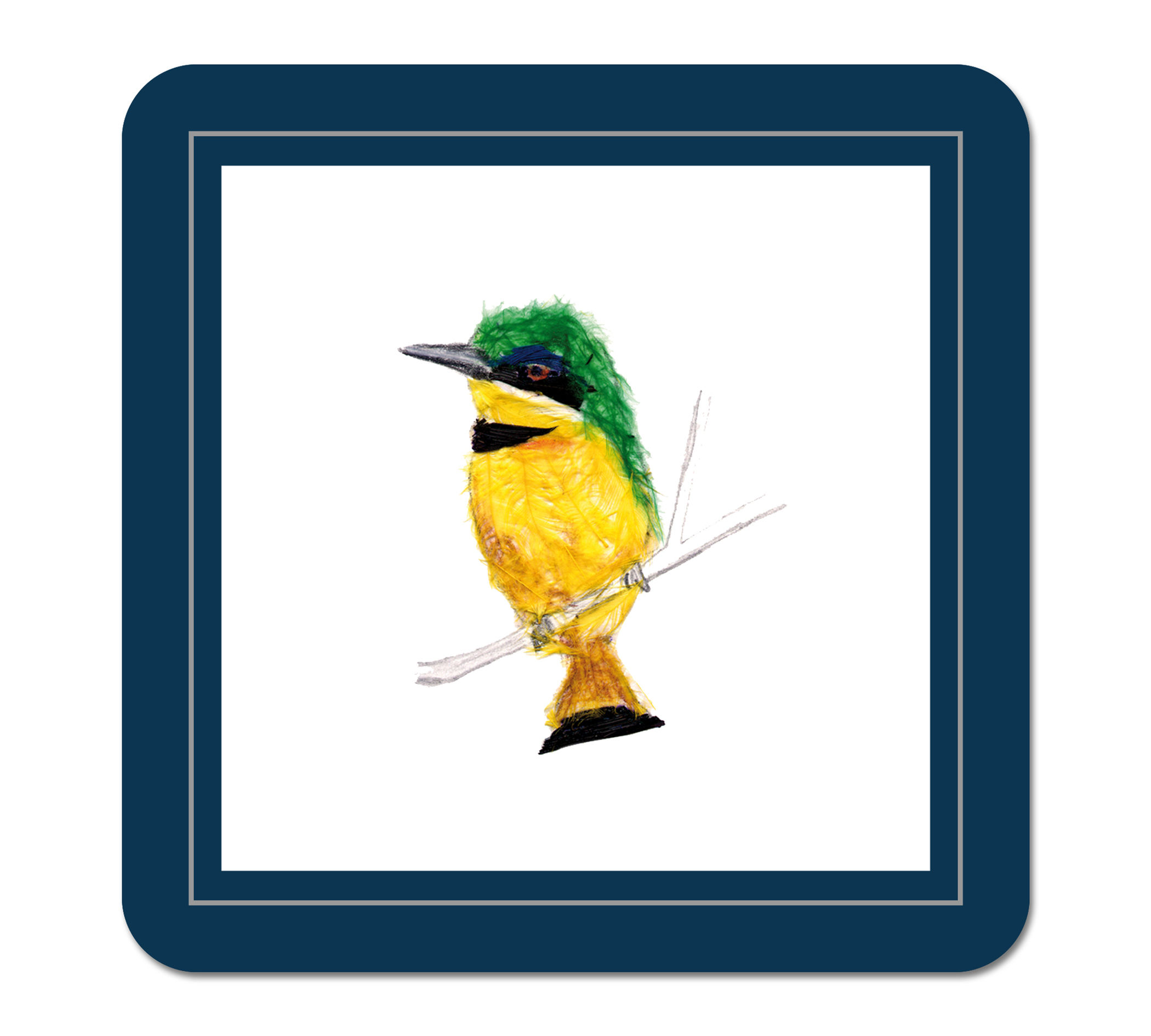 Set of 6 coasters - African Square, Green, Blue or Burgundy