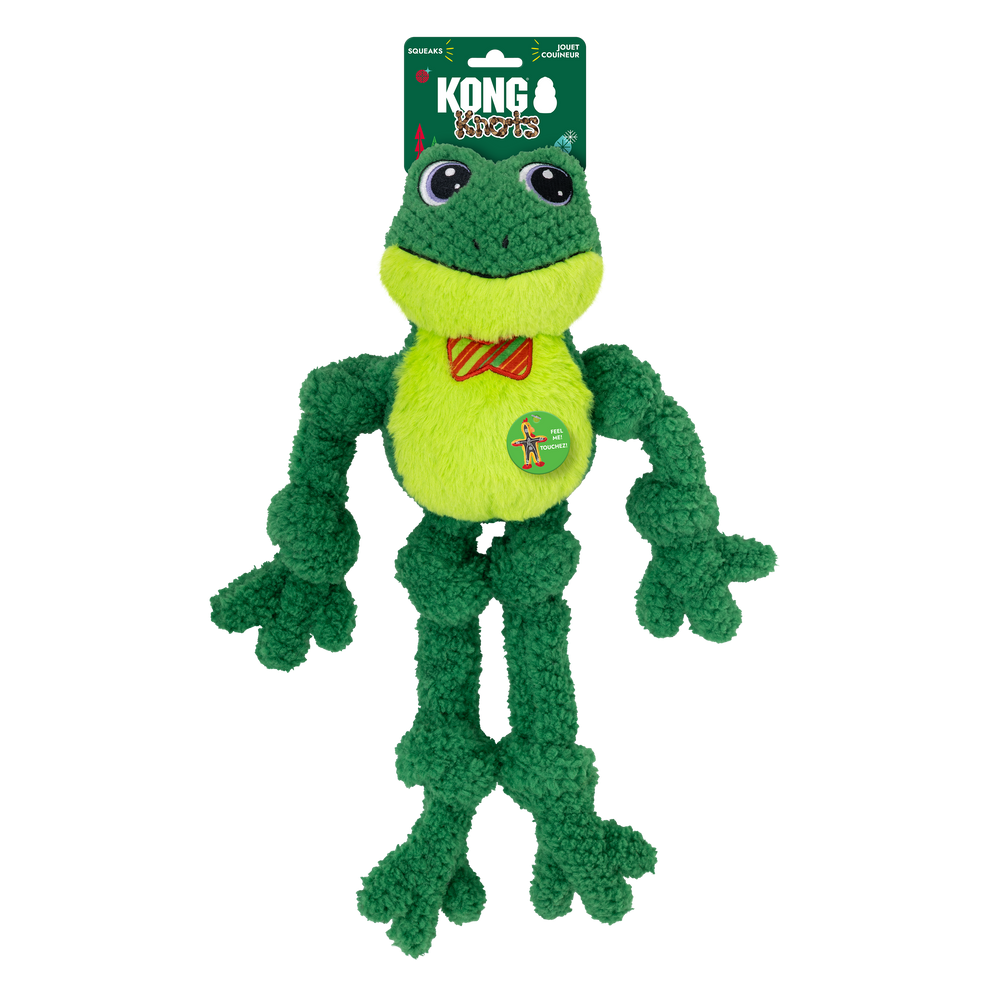 KONG Holiday Knots Bow Tie Frog Large/Extra Large