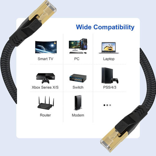 Miniatura: Cable Red Ethernet Rj45 Plano Gigabit Chapado Oro 5 Metros