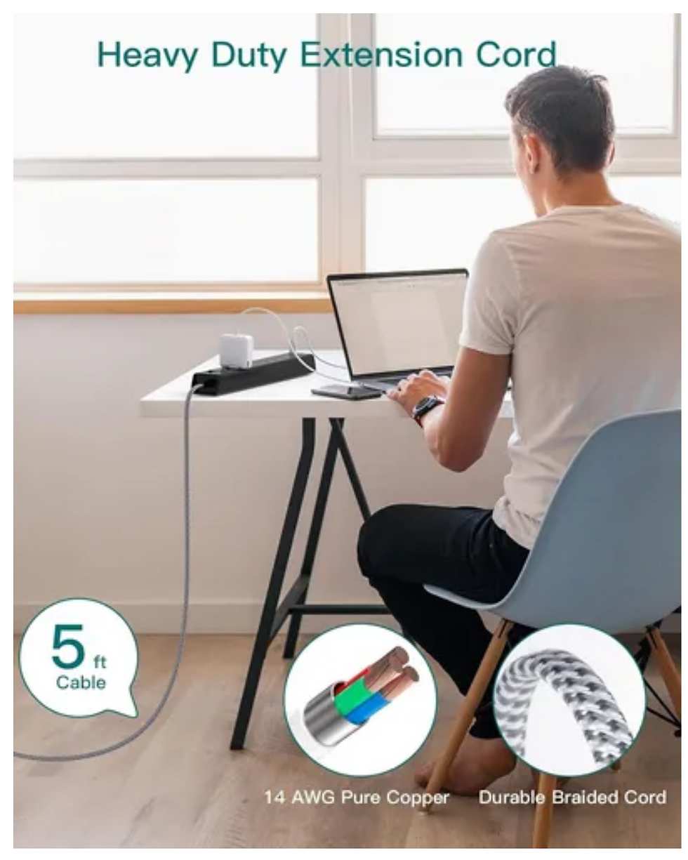 Miniatura: Extension Electrica Enchufe Plano Protector Sobretension