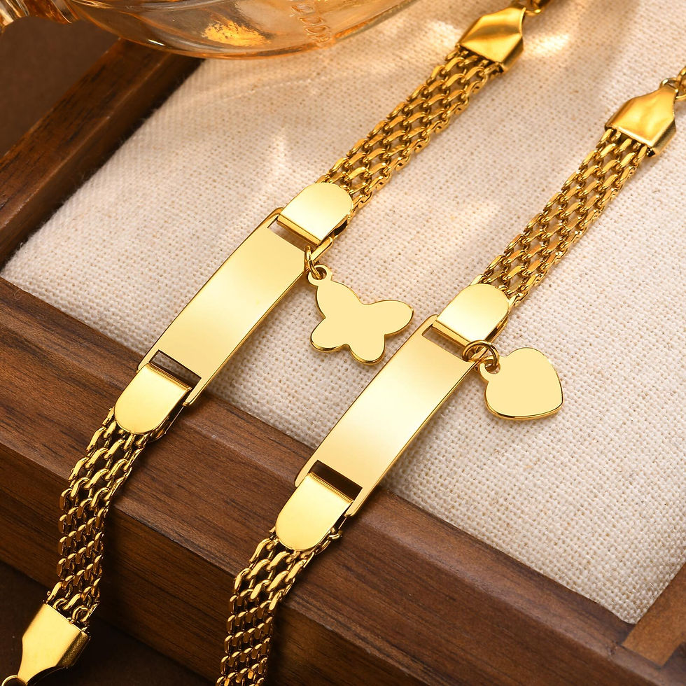 Thumbnail: Personalized Baby ID Name Bracelet Engraved Name , Adjustable Chain With Heart B
