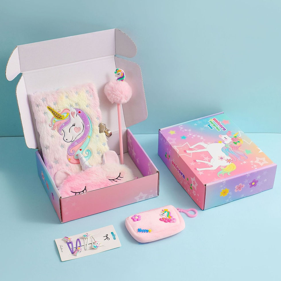 Thumbnail: Kawaii Cartoon Plush Unicorn Notebook Ballpoint Pen Set Girl Children Handbag Ha