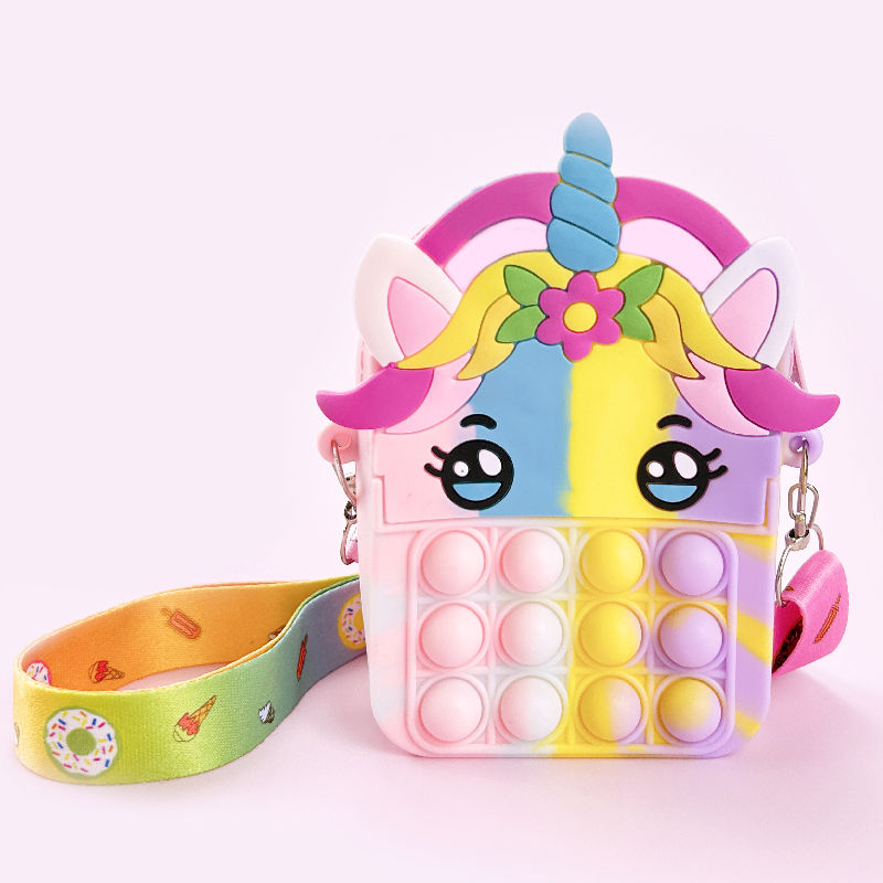 Miniature : Silicone Sensory Push Pop Bubble Bag Antistress Toys Reliver Autism Handbag Coin